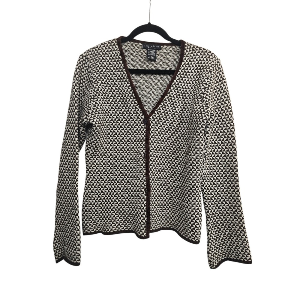Chiara‎ Menté Merino Wool Blend Cardigan M Made in Italy Boho Chic Cottagecore